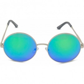 Round Round Large Circular Colored Mirrored Sunglasses - Silver - CN18HZRK35L $17.36