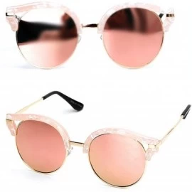 Cat Eye 92006 Oversize CatEye Round Flat Mirror Women men Sunglasses - Gold Arm - C112JP8NG05 $11.68