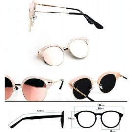 Cat Eye 92006 Oversize CatEye Round Flat Mirror Women men Sunglasses - Gold Arm - C112JP8NG05 $11.68