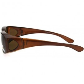 Rectangular Polarized Womens Pearl Rectangular 60mm OTG Fit Over Sunglasses - Brown - C1185G5HHZ7 $11.72