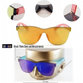 Rectangular Rimless One Piece Panel Color Arm Sunglasses- Color Mirror Lens A205 - Blue Rv - CI18EYKZ27X $15.72