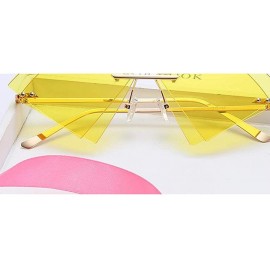 Rimless Women Fashion Sunglasses Double Triangular Ocean Slice Sunglasses With Case UV400 Protection - CN18X9X534N $25.70