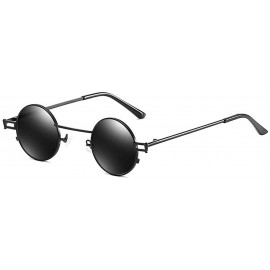 Round Sunglasses Designer Sunshade Eyewear - Black - CG192QZTKQD $9.08