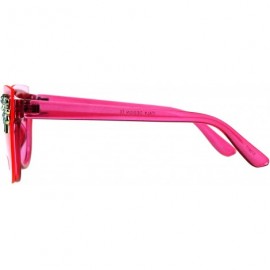 Oversized Womens Rhinestone Sunglasses Unique Lens Over Frame UV 400 - Fuchsia - C518EZZ30EA $9.17