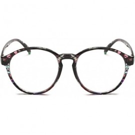 Round Student Myopia Glasses Fashion Retro Big-Frame Glasses Round Face - Black Flowers - CC18EAWI0RZ $20.62