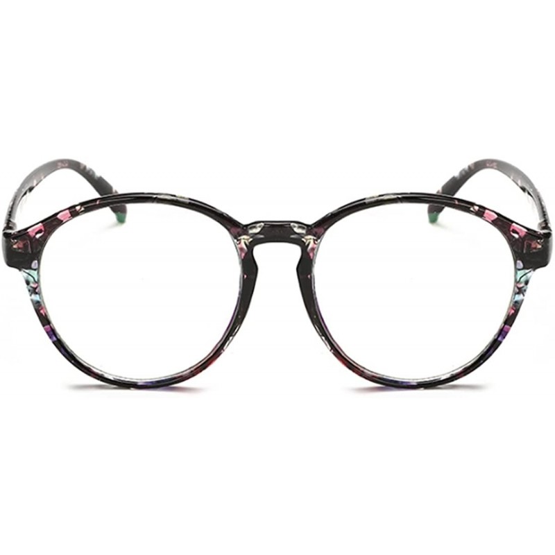 Round Student Myopia Glasses Fashion Retro Big-Frame Glasses Round Face - Black Flowers - CC18EAWI0RZ $20.62