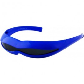 Aviator Futuristic Space Robot Alien Rave DJ Costume Party Cyclops Shield Sun Glasses for Women & Men - Blue - Black - CH18U7...