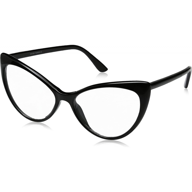 Round Super Cat Eye Glasses Vintage Inspired Mod Fashion Clear Lens Eyewear - Black - C5117X3BPY9 $10.22