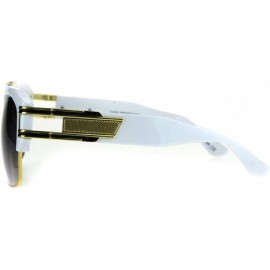 Oversized Mens Mobster Half Rim Gradient Lens Mafia Racer Pilot Sunglasses - White Gold - CC184M57DQ8 $12.33