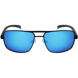 Square Rectangular Polarized Sunglasses Lightweight Protection - Black Frame - Polarized Blue-white Mirrored Lens - CW192RQOH...