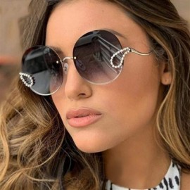 Round 2020 New Metal Diamond Sunglasses Women Round Rimless Frame Sun Glasses Female Fashion Eyeglasses UV400 Glasses - CL198...