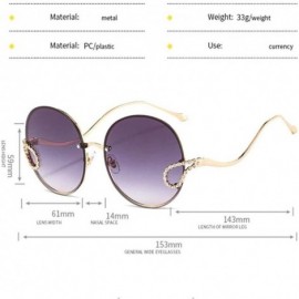 Round 2020 New Metal Diamond Sunglasses Women Round Rimless Frame Sun Glasses Female Fashion Eyeglasses UV400 Glasses - CL198...