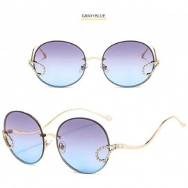 Round 2020 New Metal Diamond Sunglasses Women Round Rimless Frame Sun Glasses Female Fashion Eyeglasses UV400 Glasses - CL198...