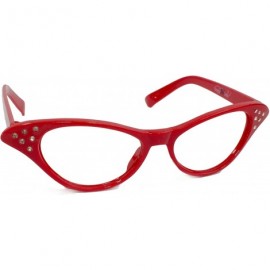 Cat Eye Womens Cat Eye Rhinestone Glasses - Red - CT119K8CBJX $8.80