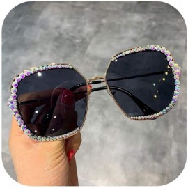 Aviator Sunglasses Women Luxury Rhinestone Square Sun Glasses Clear Lens Oversized Men Vintage Shades - Black - CZ198ZXST8K $...