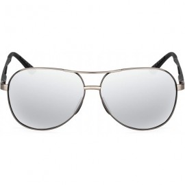 Sport XXL extra large Classic Round Aviator Polarized Sunglasses for big wide heads 150mm - Gunmetal - C4189X54ZI6 $22.33