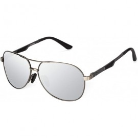 Sport XXL extra large Classic Round Aviator Polarized Sunglasses for big wide heads 150mm - Gunmetal - C4189X54ZI6 $22.33