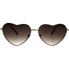 Rimless Womens Exposed Edge Rimless Heart Shape Hippie Color Lens Sunglasses - Gold Brown - C018KRDUGAZ $9.15