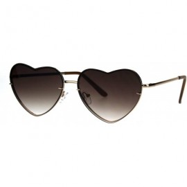 Rimless Womens Exposed Edge Rimless Heart Shape Hippie Color Lens Sunglasses - Gold Brown - C018KRDUGAZ $9.15