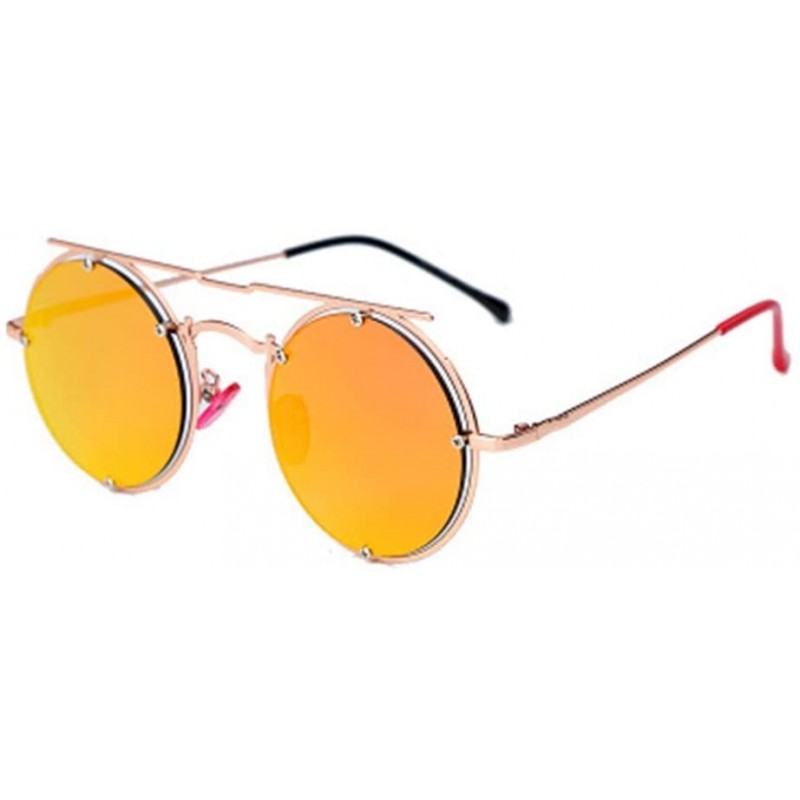 Round Fashion Metal Double Beam Sunglasses Men Retro Round Sun Visor - 3 - CS190O6K635 $26.50