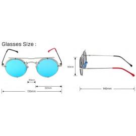 Round Fashion Metal Double Beam Sunglasses Men Retro Round Sun Visor - 3 - CS190O6K635 $26.50