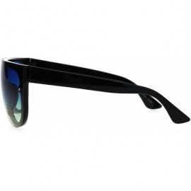 Rectangular Oceanic Color Gradient Lens Flat Top Racer Retro Sunglasses - Black Blue Yellow - C41875O55SI $15.41