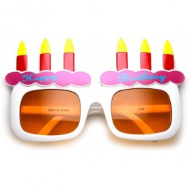 Oversized Happy Birthday Cake and Candles Party Favor Celebration Sunglasses - White Orange - CT11P6OEAED $9.77