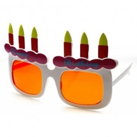 Oversized Happy Birthday Cake and Candles Party Favor Celebration Sunglasses - White Orange - CT11P6OEAED $9.77