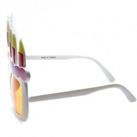 Oversized Happy Birthday Cake and Candles Party Favor Celebration Sunglasses - White Orange - CT11P6OEAED $9.77