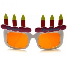 Oversized Happy Birthday Cake and Candles Party Favor Celebration Sunglasses - White Orange - CT11P6OEAED $9.77