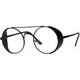 Round Mens Round Circle Lens Side Visor Metal Rim Retro Clear Lens Eye Glasses - Black - CM180OXET0U $12.94