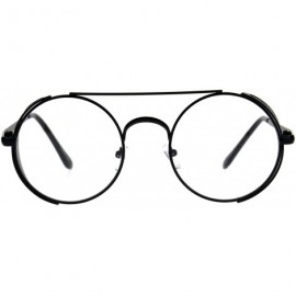 Round Mens Round Circle Lens Side Visor Metal Rim Retro Clear Lens Eye Glasses - Black - CM180OXET0U $12.94