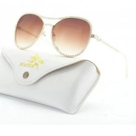 Oval Fashion Rhinestone Sunglasses Blingbling Diamond - Brown - C118ALHSY9R $13.38