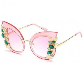 Goggle Woman Cat eye Sunglasses Stylish oversized frame Eyewear with Rhinestones - C6 - C0189L9RILO $9.38