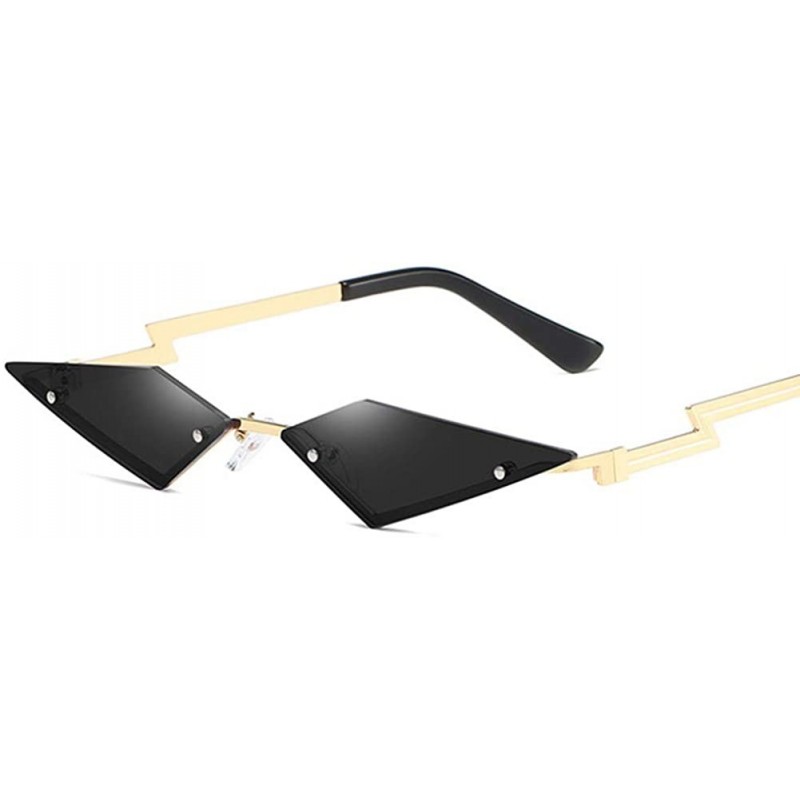 Cat Eye Diamond Shape Sunglasses Women Rimless Vintage Cat Eye Glasses Mirrors UV400 - Black - CR198Y3O004 $9.82