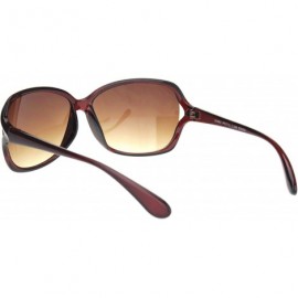 Butterfly Womens Designer Style Rectangular Exposed Lens Butterfly Sunglasses - Brown Gradient Brown - CC18O43Q68N $11.03