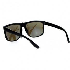 Rectangular Kush Flat Top Plastic Rectangular Mirror Lens Gangster Sunglasses - Matte Black Blue - CN12N8NBTK0 $9.64