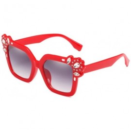 Aviator Sunglasses for Women - Neutral Cat Eye Sunglasses Fashion Rhinestone Decoration UV 400 Eyewear (Red) - Red - C218DSUY...