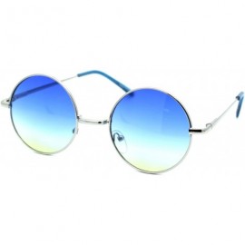 Round Color Groovy Hippie Wire Rim Round Circle Lens Sunglasses - Blue to Yellow - C418XY23YQX $7.14