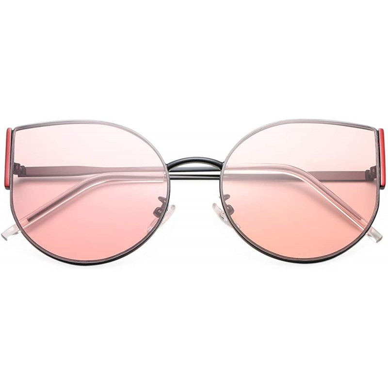 Sport Cat Eye Sunglasses for Women Metal Frame UV400 - Black-red/Pink - CU18S5KQ2HI $10.40