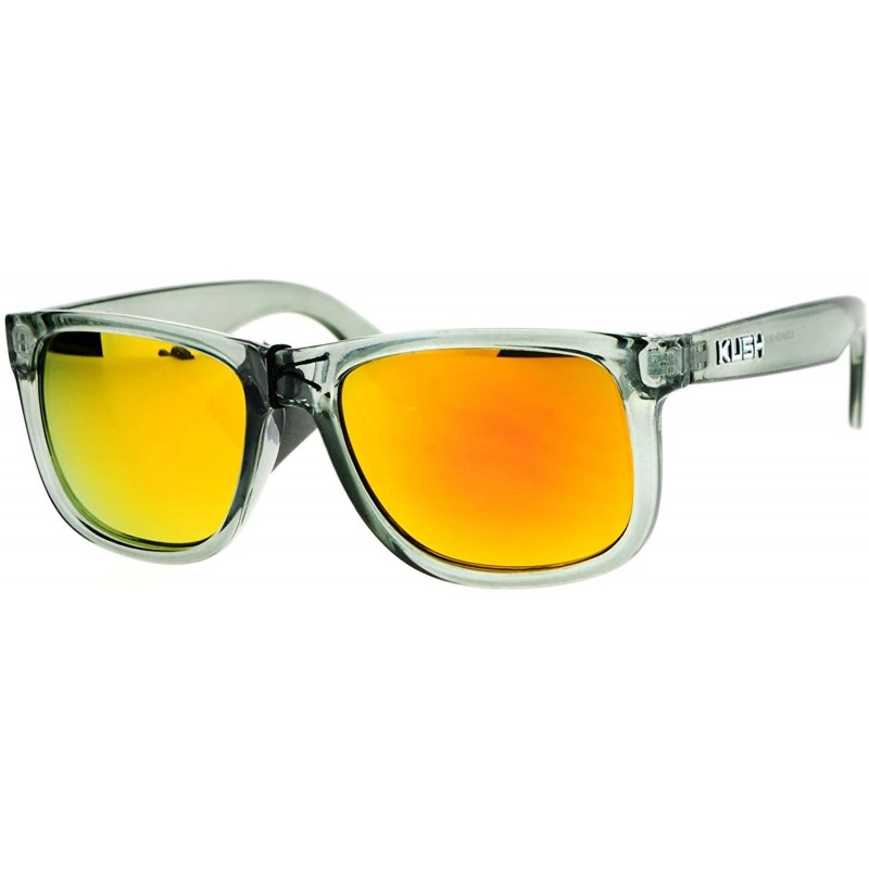 Square KUSH Sunglasses Unisex Slate Gray Square Frame Mirror Lens UV 400 - Gray (Orange Mirror) - C6186NUSUR5 $9.75