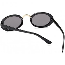 Round Retro Cateye Sunglasses for Women UV Protection Fashion Clout Goggles - B-black - CD18DAEU22K $17.51