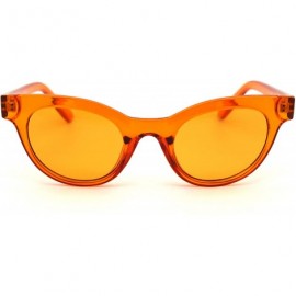 Oval Mod Womens Thick Plastic Oval Hippie Horn Rim Sunglasses - Orange - CB18YX8QE4R $12.90