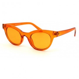 Oval Mod Womens Thick Plastic Oval Hippie Horn Rim Sunglasses - Orange - CB18YX8QE4R $12.90