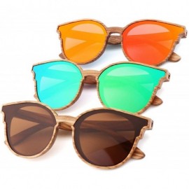 Aviator Women Wood Sunglasses Lady Retro Cateye Sun Glasses Polarized Glasses for men UV400 - C2 Green Lens - CN18W5ENEZ6 $35.95