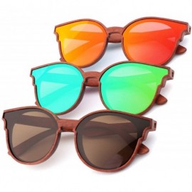 Aviator Women Wood Sunglasses Lady Retro Cateye Sun Glasses Polarized Glasses for men UV400 - C2 Green Lens - CN18W5ENEZ6 $35.95