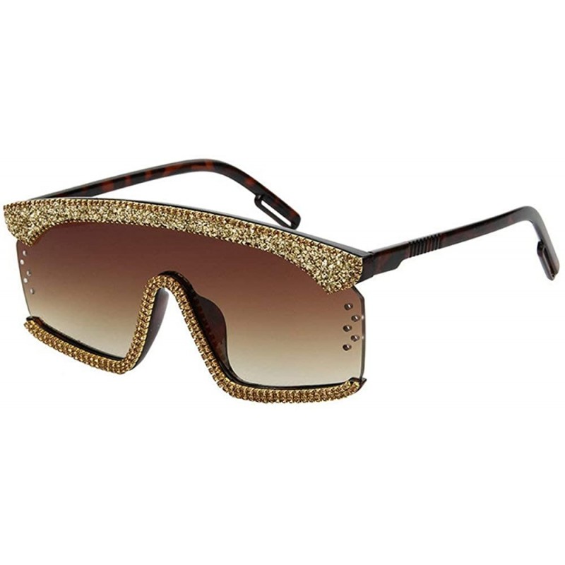 Goggle New Ladies One-piece sunglasses shiny gravel men goggles colorful sunglasses - Brown - CN18WNKAL7H $14.92