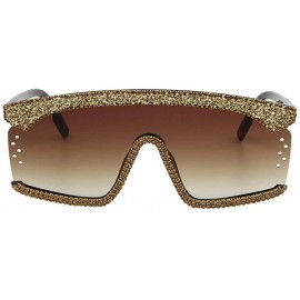 Goggle New Ladies One-piece sunglasses shiny gravel men goggles colorful sunglasses - Brown - CN18WNKAL7H $14.92