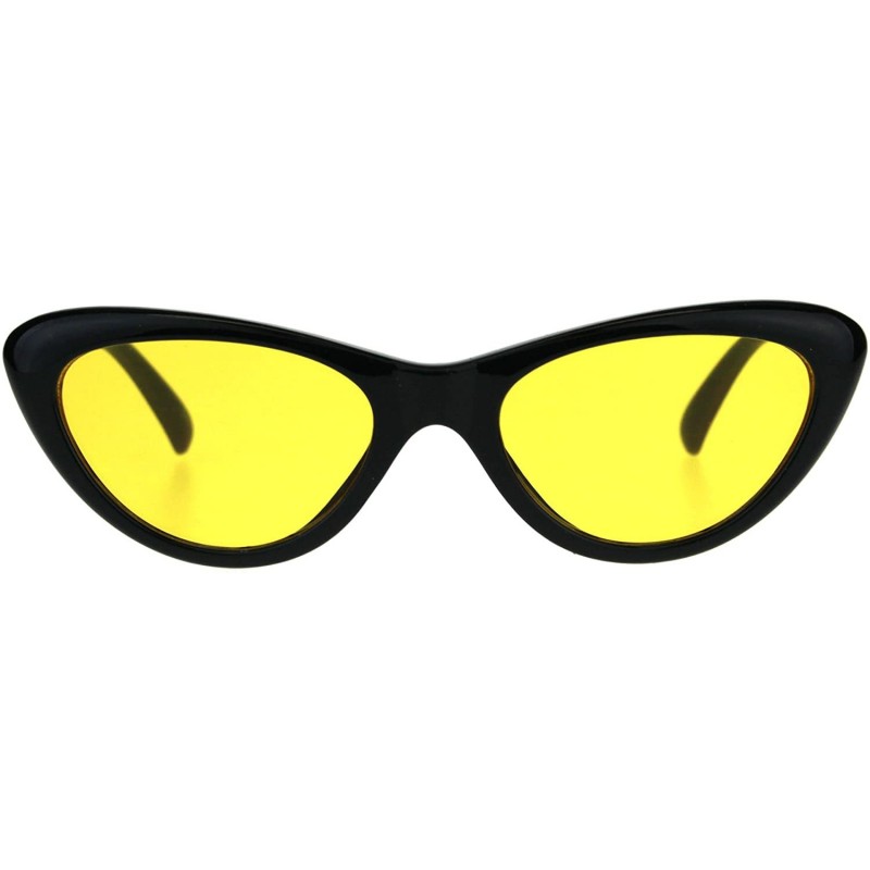 Oval Womens Pop Color Lens Goth Narrow Cat Eye Plastic Sunglasses - Black Yellow - C8189U5RXWT $10.25