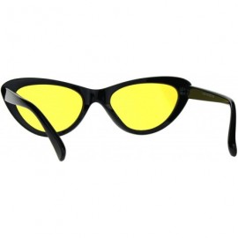 Oval Womens Pop Color Lens Goth Narrow Cat Eye Plastic Sunglasses - Black Yellow - C8189U5RXWT $10.25